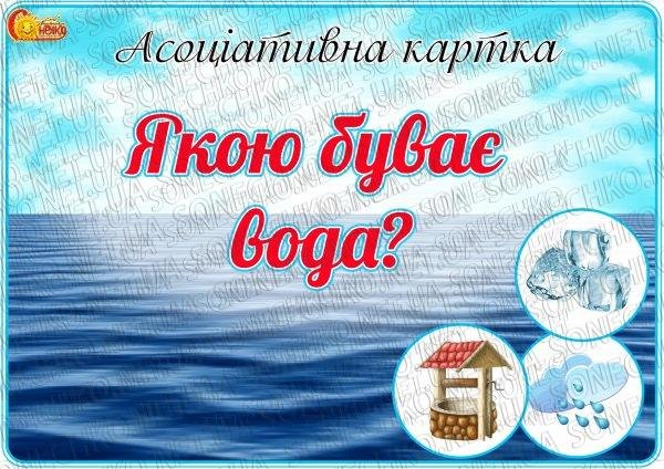 Асоціативна картка "Якою буває вода?"