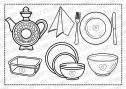 Веселі розмальовки для дітей "Посуд"